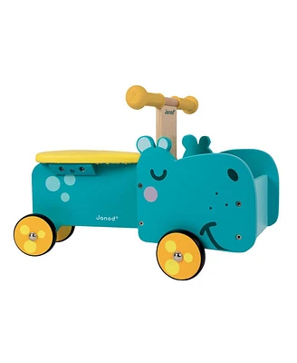 Janod Wooden Hippopotamus Ride-On Toy