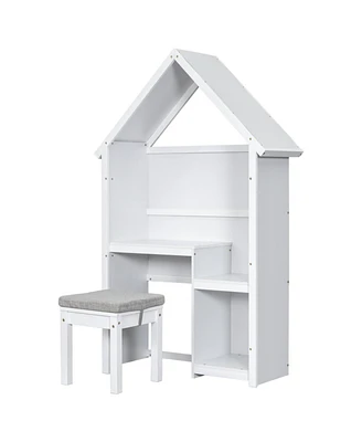 Simplie Fun House-Shaped Desk With A Cushion Stool