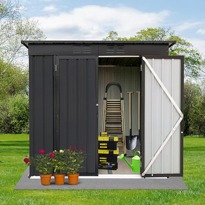 Metal Garden Sheds 4FTx6FT Outdoor Storage Sheds Black