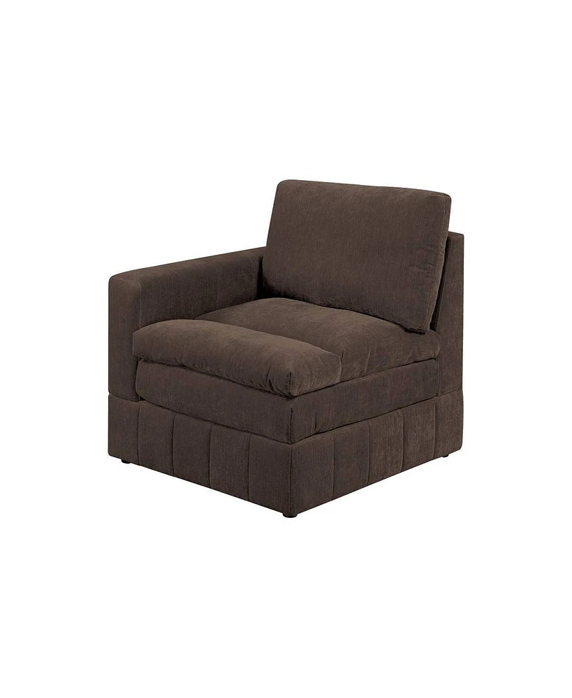 Simplie Fun 1 Piece Laf/Raf One Arm Chair Modular Chair Sectional Sofa Mink Morgan Fabric Suede