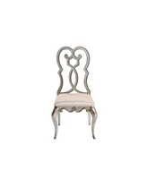 Streamdale Furniture Esteban Side Chair (Set of 2) In Ivory Velvet & Antique Champagne Finish