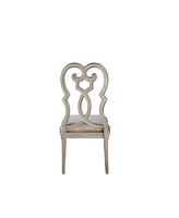 Streamdale Furniture Esteban Side Chair (Set of 2) In Ivory Velvet & Antique Champagne Finish