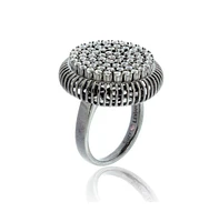 Suzy Levian Sterling Silver Cubic Zirconia Pave Circle Elevated Statement Ring