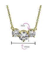 Bling Jewelry Classic Delicate Solitaire Cubic Zirconia Cz 2CTW Three Stone Past Present Future Necklace For Women Prom