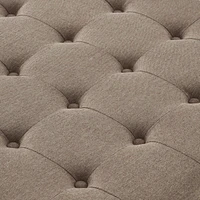 Linen Upholstered Storage Ottoman/coffee table with Wooden Legs