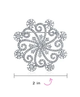 Large Frozen Winter Swirl Holiday Party Cz Cubic Zirconia Scarf Christmas Statement Snowflake Brooch Pin For Women