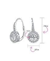 Bling Jewelry Classic Art Deco Style Cz Halo Circle Circlet Rosette Solitaire Drop Earrings Cubic Zirconia For Women Sterling Silver