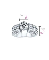 Bling Jewelry Art Deco Style 2CTW Cz Round Solitaire Promise Ring Band .925 Sterling Silver