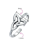 Bling Jewelry Celtic Trinity Knot Work Circle Triquetra Pinky Midi Toe Ring For Women Oxidized Silver Sterling Adjustable