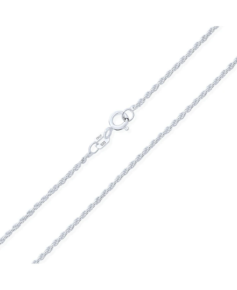 Bling Jewelry Thin 2MM 030 Gauge Strong .925 Sterling Silver Rope Link Chain Necklace