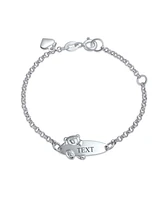 Bling Jewelry Name Plated Teddy Bear Id Identification Bracelet For Women For Silver Sterling Small Wrists 5-6 Inch