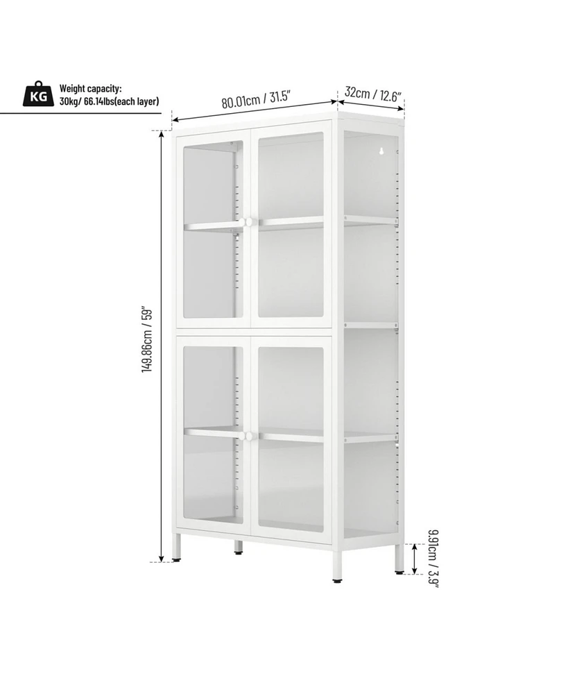 Simplie Fun White Steel Storage Cabinet with Adjustable Shelves