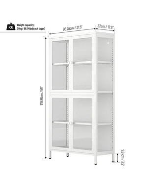 Simplie Fun White Steel Storage Cabinet with Adjustable Shelves