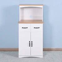 Wooden Kitchen Cabinet White Pantry Storage Microwave Cabinet With Storage Drawer