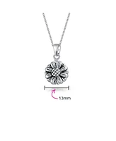 Bling Jewelry Floral Flower Inspirational Saying My Love Words Sunflower Open Locket Pendant Necklace For Women Rhodium Plated Sterling Silver