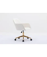 Streamdale Furniture Adjustable modern velvet office chair, ivory