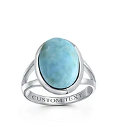 Bling Jewelry Simple Large Oval Cabochon Bezel Split Shank Statement Ring Women Sterling Silver