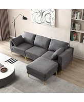 Simplie Fun Adf Living Room Furniture Modern Leisure L Shape Couch Dark Grey Fabric