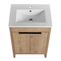 24" Freestanding Bathroom Vanity With White Ceramic Sink & 2 Soft-Close Cabinet Doors