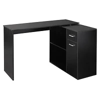 Streamdale Furniture 180 Rotating Corner Desk with Storage Shelves and Drawer, Black