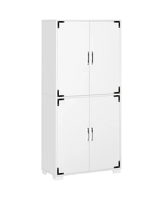 Simplie Fun Freestanding White Storage Cabinet with 4 Doors