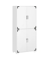 Simplie Fun Freestanding White Storage Cabinet with 4 Doors