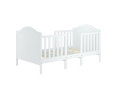 Slickblue 2-in-1 Classic Convertible Wooden Toddler Bed with 2 Side Guardrails for Extra Safety