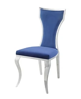 Simplie Fun Azriel Side Chair(Set of 2), Blue Velvet & Mirroed Silver Finish