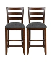 Slickblue 2 Pieces Counter Height Chairs with Fabric Seat and Rubber Wood Legs