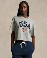 Polo Ralph Lauren Women's Team Usa Graphic Jersey Cropped Tee