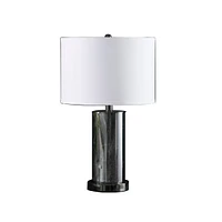 Streamdale Furniture 21.25" In Cynx Led Night Light Mid-Century Glass Black Chrome Table Lamp