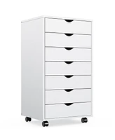 Simplie Fun 7-Drawer Chest with Wheels for Office Storage