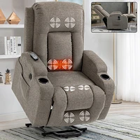 350 lbs Power Lift Recliner with Massage & Heat (Brown)