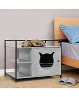 Slickblue Enclosure Hidden Litter Furniture Cabinet with 2-Tier Storage Shelf