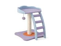 Slickblue 19 Inch Mohair Plush Cat Tree with Ladder and Jingling Ball-Purple