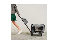 Slickblue Rolling Cat Carrier with Dual-use Pads and Litter Bag-Grey
