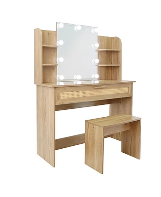 Simplie Fun Modern Vanity Set with Led Mirror & Drawer