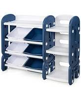 Slickblue Kids Toy Storage Organizer with Bins and Multi-Layer Shelf for Bedroom Playroom