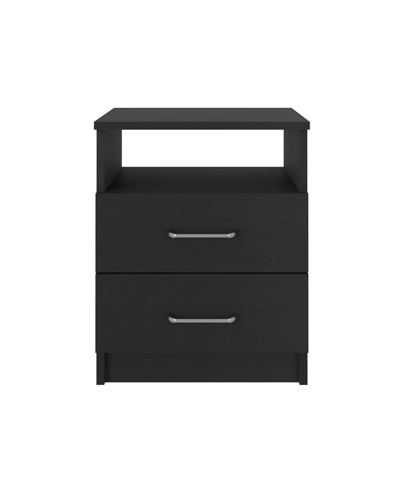 Simplie Fun Nightstand Olivenza, Two Drawers, Black Wengue Finish