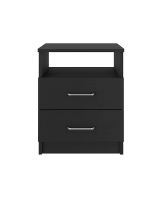 Simplie Fun Nightstand Olivenza, Two Drawers, Black Wengue Finish