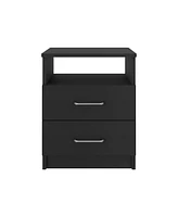 Simplie Fun Nightstand Olivenza, Two Drawers, Black Wengue Finish