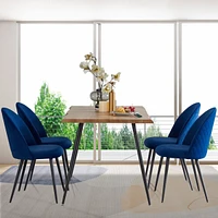 Dining Chair, Navy Blue Velvet, Metal Black legs, Set of 4 Side Chairs(Only 4 Chairs)