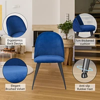 Dining Chair, Navy Blue Velvet, Metal Black legs, Set of 4 Side Chairs(Only 4 Chairs)