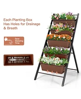 Gymax 2PCS 5-Tier Vertical Raised Garden Bed Elevated Planter 5 Container Box Green