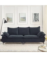 Streamdale Furniture 88.5" Modern 3-Seater Dutch Velvet Sofa with Pillows