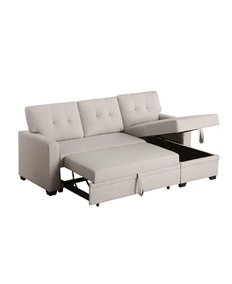 Simplie Fun Upholstered Pull Out Sectional Sofa With Chaise