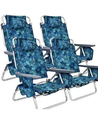 4-Pack Folding Backpack Beach Chair 5-Position Outdoor Reclining Chairs