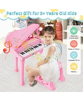 Costway 31 Keys Kids Piano Keyboard Toy Toddler Musical Instrument with Stool & Microphone