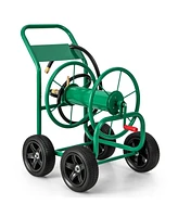 Inolait Garden Water Hose Reel Cart with 4 Wheels and Non-slip Grip - Green