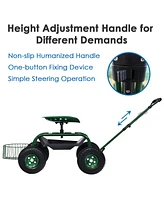 Costway Garden Cart Rolling Work Seat